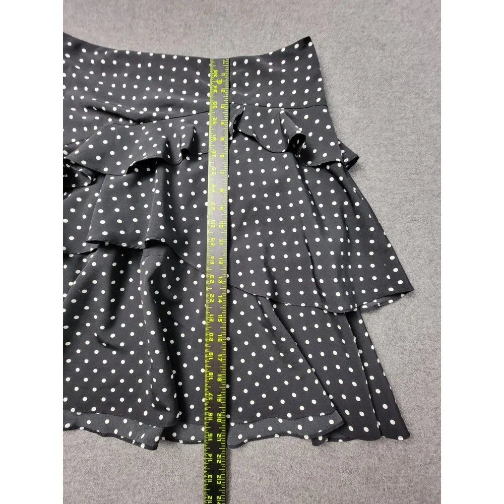 Lauren‎ Ralph Lauren Mini Skirt Women's 8 Black White Polka Dot Tiered Ruffle